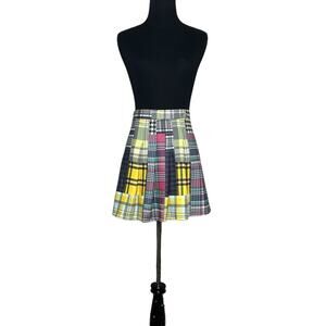 New girl ORDER patchwork plaid pleated mini skirt size UK 14 US 10
